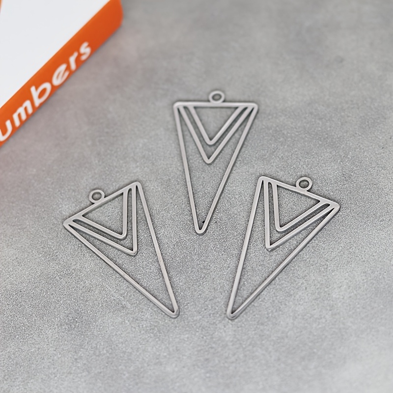 TEMU 3 piezas Dije de acero inoxidable con dije de línea triangular para fabricación de joyería, manualidades DIY, borlas minimalistas, accesorios