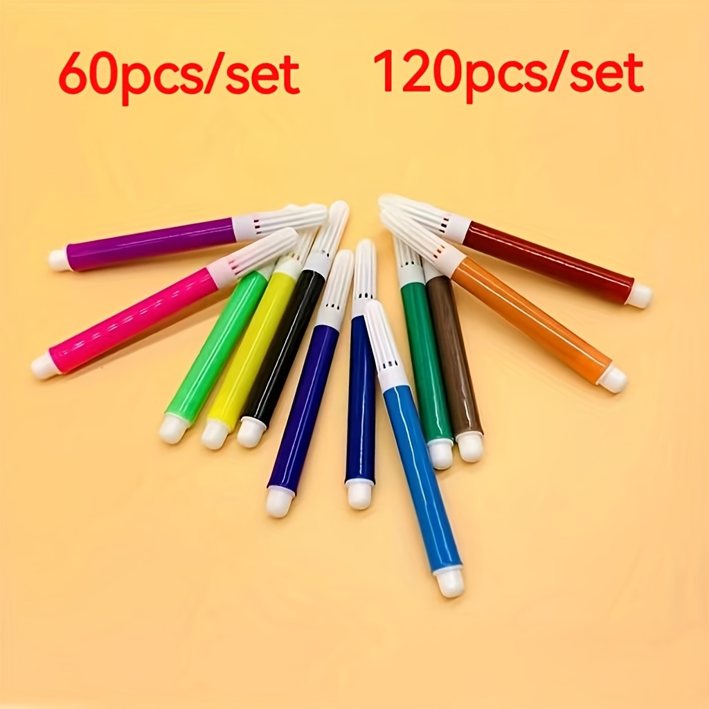 

Watercolor Marker Pens Set - 120pc/60pc Options With 10 Pieces In 12/6 Vibrant Colors, Compact Size, Ideal For Journaling And Note-taking
