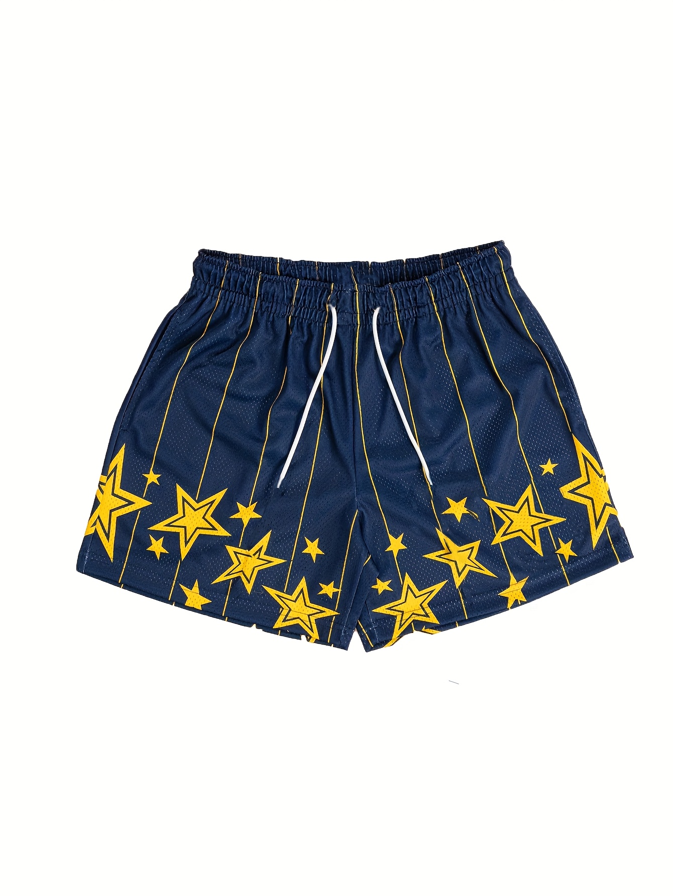 *'s Basketball Shorts 5-Inch Length Navy Blue with Pattern Elastic  Waistband Drawstring Adjustable Athletic Beach Casual Shorts with