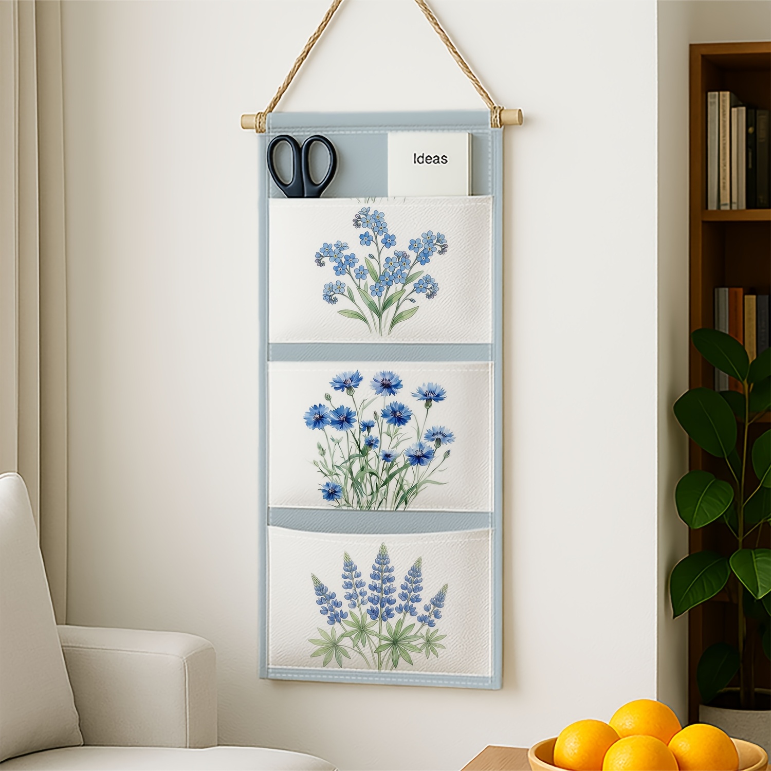 TEMU 1 pz Borsa portaoggetti da parete minimalista, cielo di cielo , e , a tre , da appendere, design pieghevole per camera da letto, dispensa,