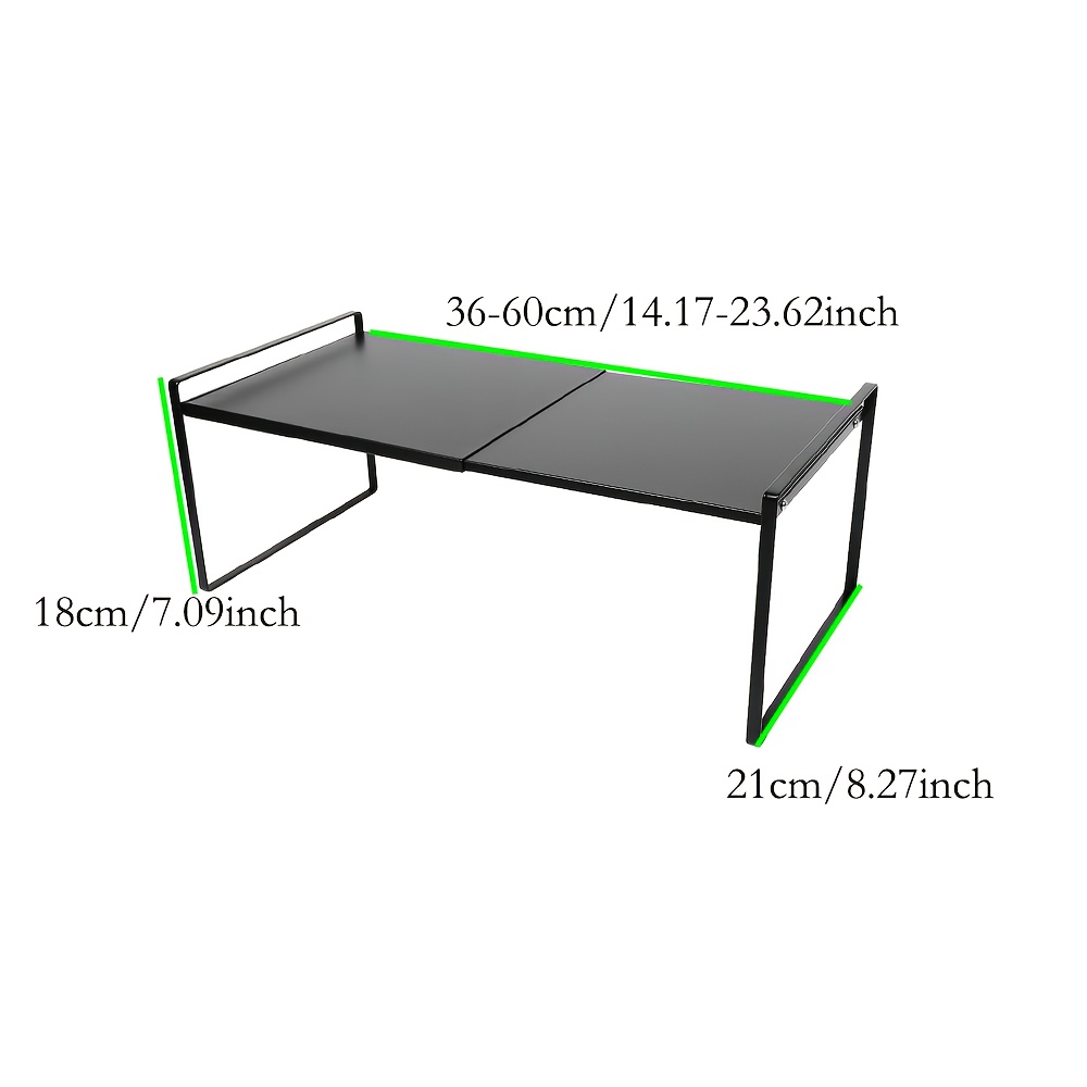 Versatile Storage Shelf, Adjustable Kitchen Cabinet Organizer, Expandable Sink Rack, Kitchen Storage Unit, 36-60 X 21 X 18 Cm, Black, Utility Racks