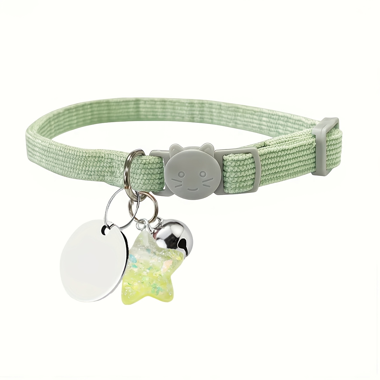 TEMU [custom] Round Personalized Tag Cat Collar And Pendant - Soft, Adjustable Split-security Buckle Cat Collar, Custom Anti-lost Pet Id Tag