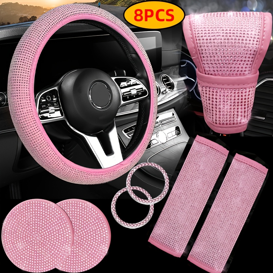 TEMU Juego de 8 Piezas de Decoración Interior para Auto con Piedras Brillantes, Accesorios Elegantes para Todas , Adornos para Vehículo, Detalles