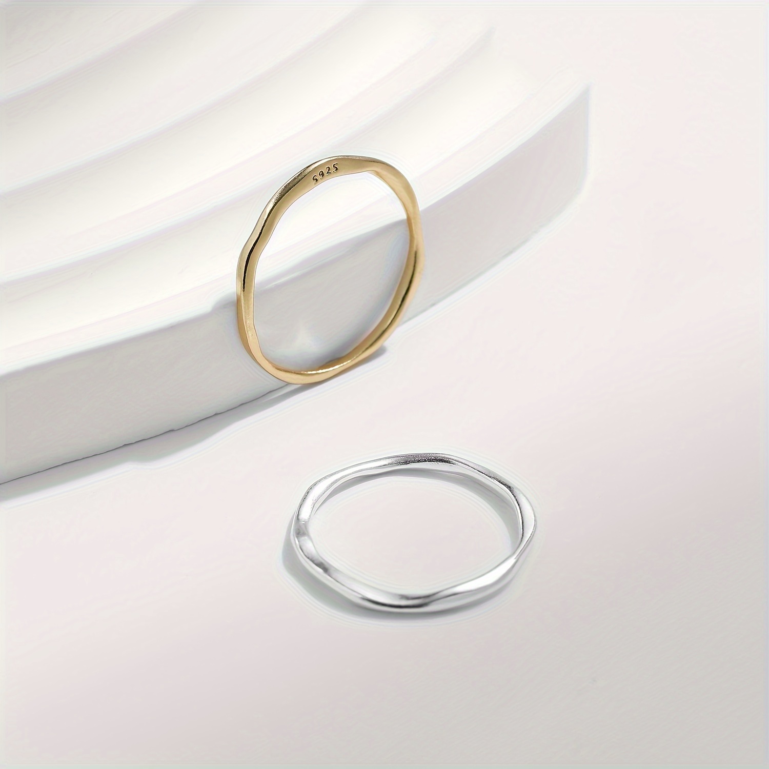 925 Silver Geometric Twisted Ring Stackable Jewelry