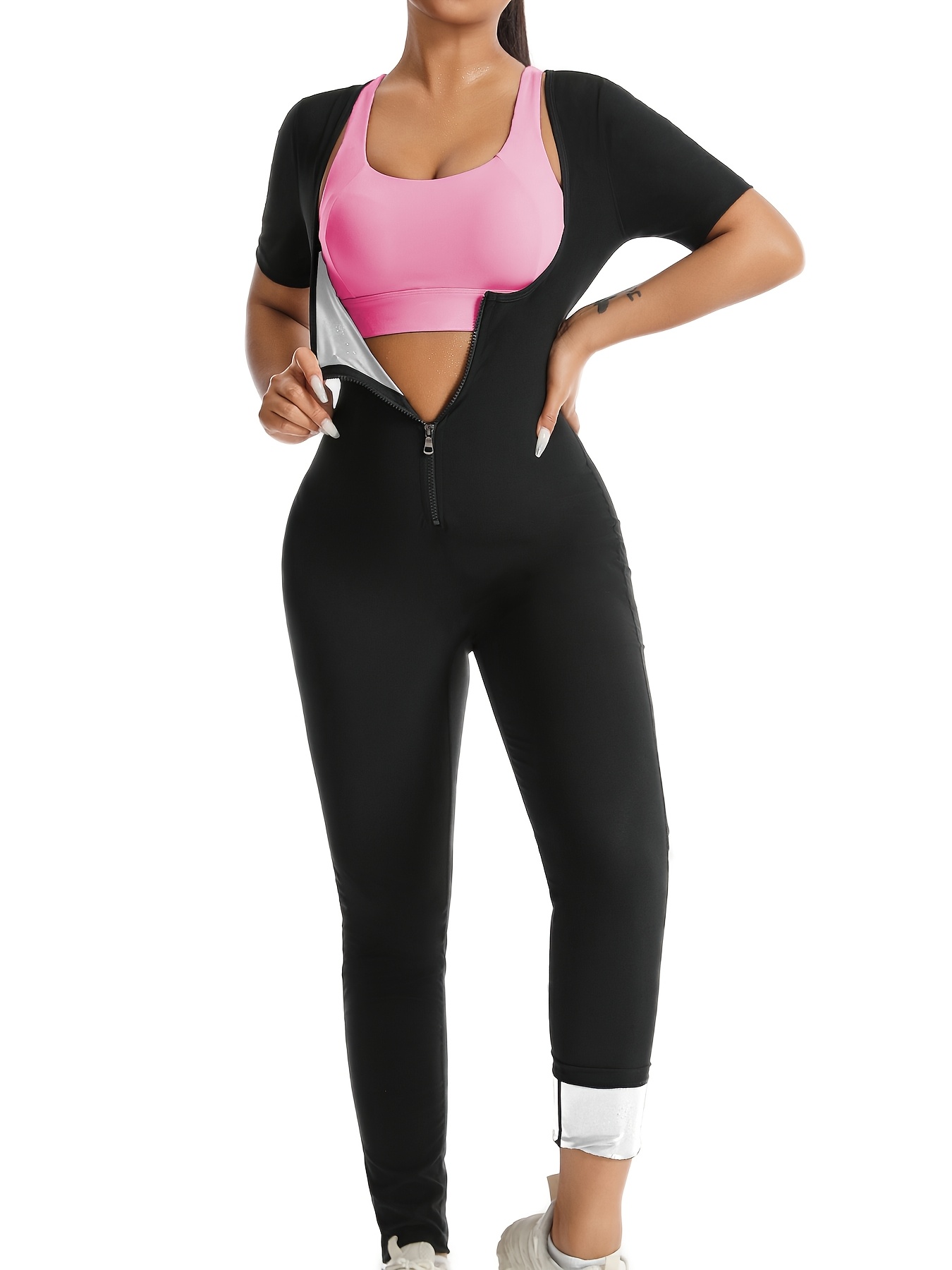 women's in zip sauna sweat suit long sleeve Temu Pakistan