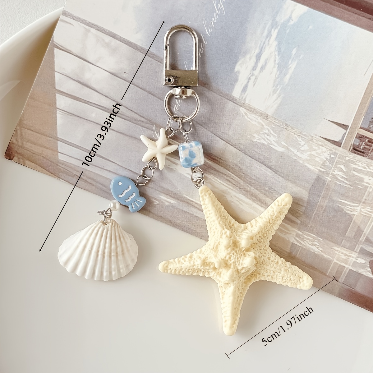 TEMU [Serie ] Llavero con de Concha y , Colgante Estilo para Teléfono Móvil, Cadena para Mochila, Adorno, Decoración de Playa de Mar, Adorno para