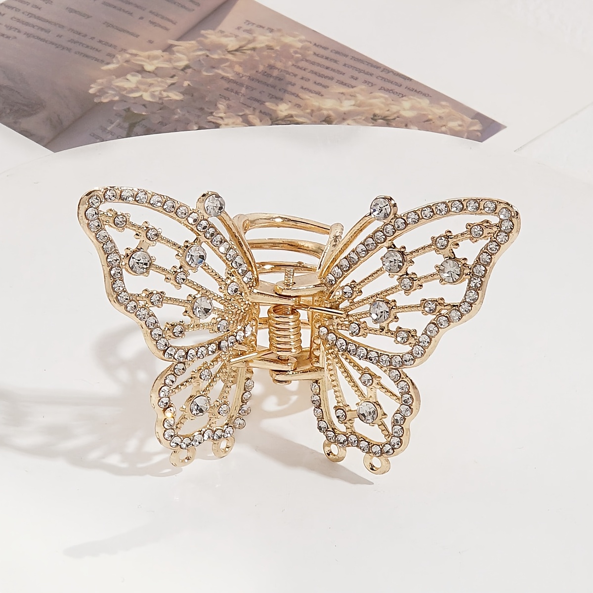 TEMU 1pc Rhinestone Hollow Hair Clip, Medium Size Half Updo Hair Clip, Light Luxury Exquisite Style, Daily Updo Fixing Stray Hairs, Date Styling