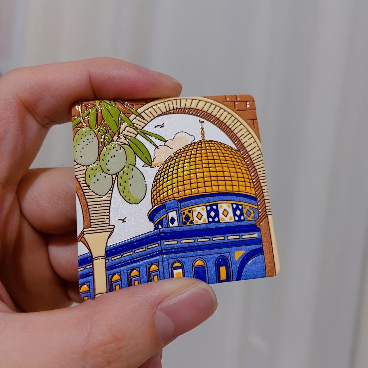 Art Mosque Ceramic Magnetic Refrigerator Stickers Suitable For Eid Gifts, Fridge Magnets & Patterns, Durable Ceramic Decoration For Mosque Office Fridge Door