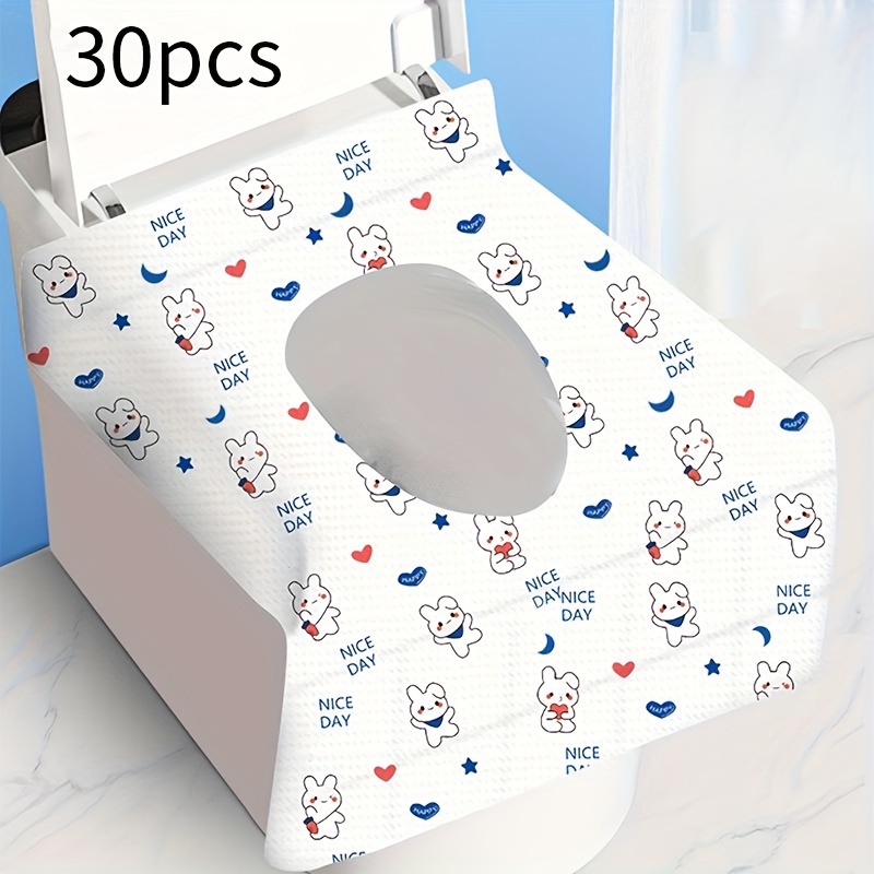 item picture disposable toilet seat covers with cute bunny   design hygienic single use for travel public restrooms airplane toilet training all ages     for bathrooms
