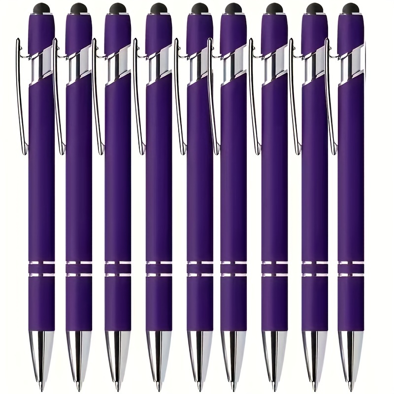 

Beautiful And Cute Round Ballpoint Pen 2-in-1 Stylus Retractable Round Ballpoint Pen With Stylus Tip, Metal Stylus Suitable For Touch Screen, 1.0mm Purple