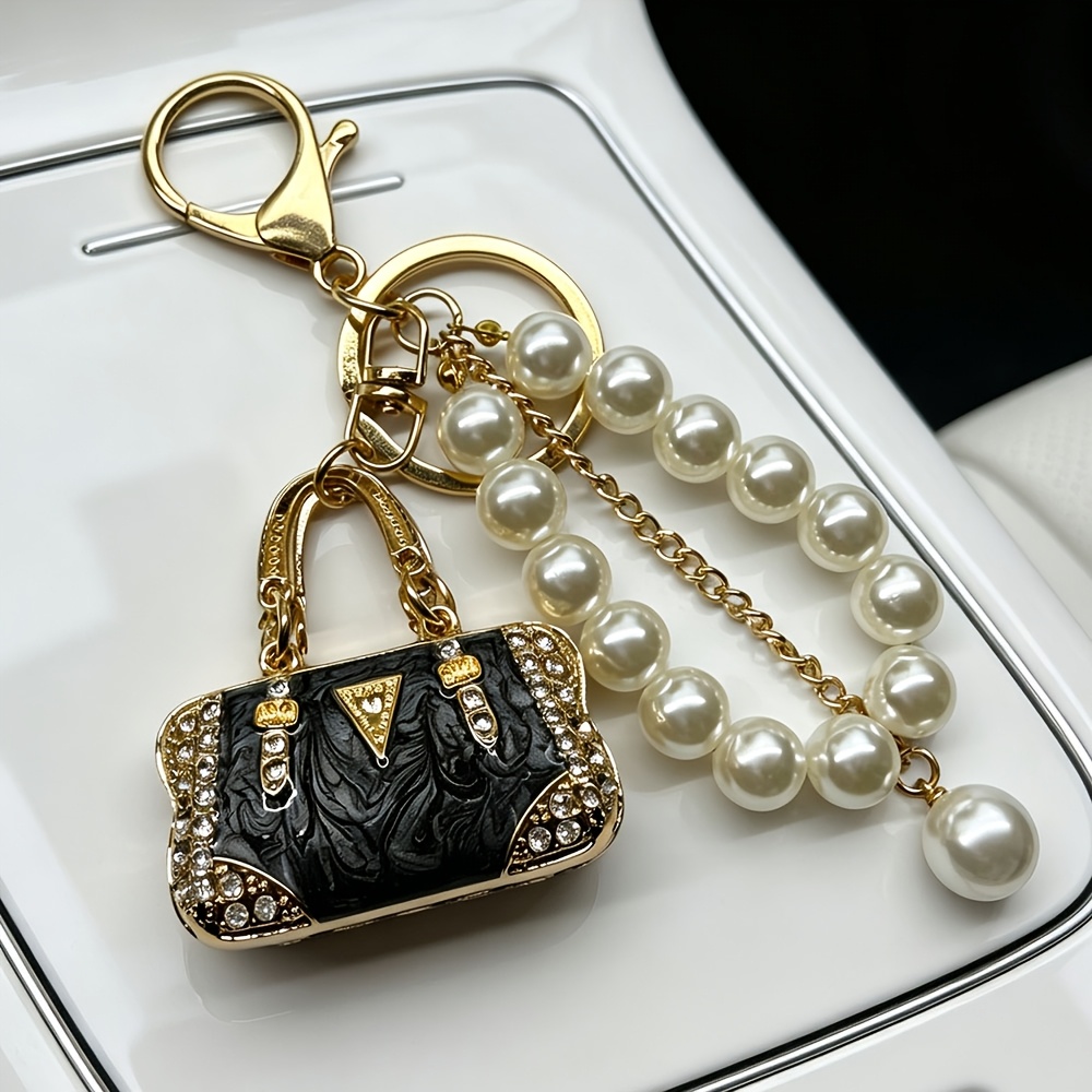 TEMU 1 Ladies Fashion Metal Key Chain, Beaded Chain Car Key Pendant, Elegant Handbag Accessories, Suitable For Holiday And Birthday Gifts Christmas