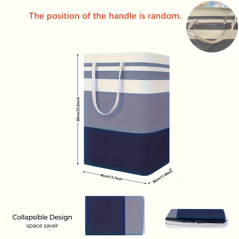 TEMU Panier à linge/Panier de rangement à rayures élégant de très grande , 19,8 gallons/26,4 gallons, poignées longues robustes, panier en tissu très
