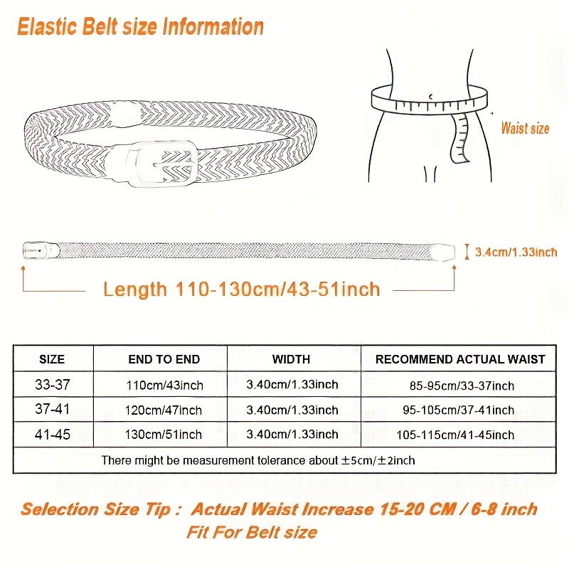 Alloy Buckle Elastic Belt Unisex Stretch Waistband