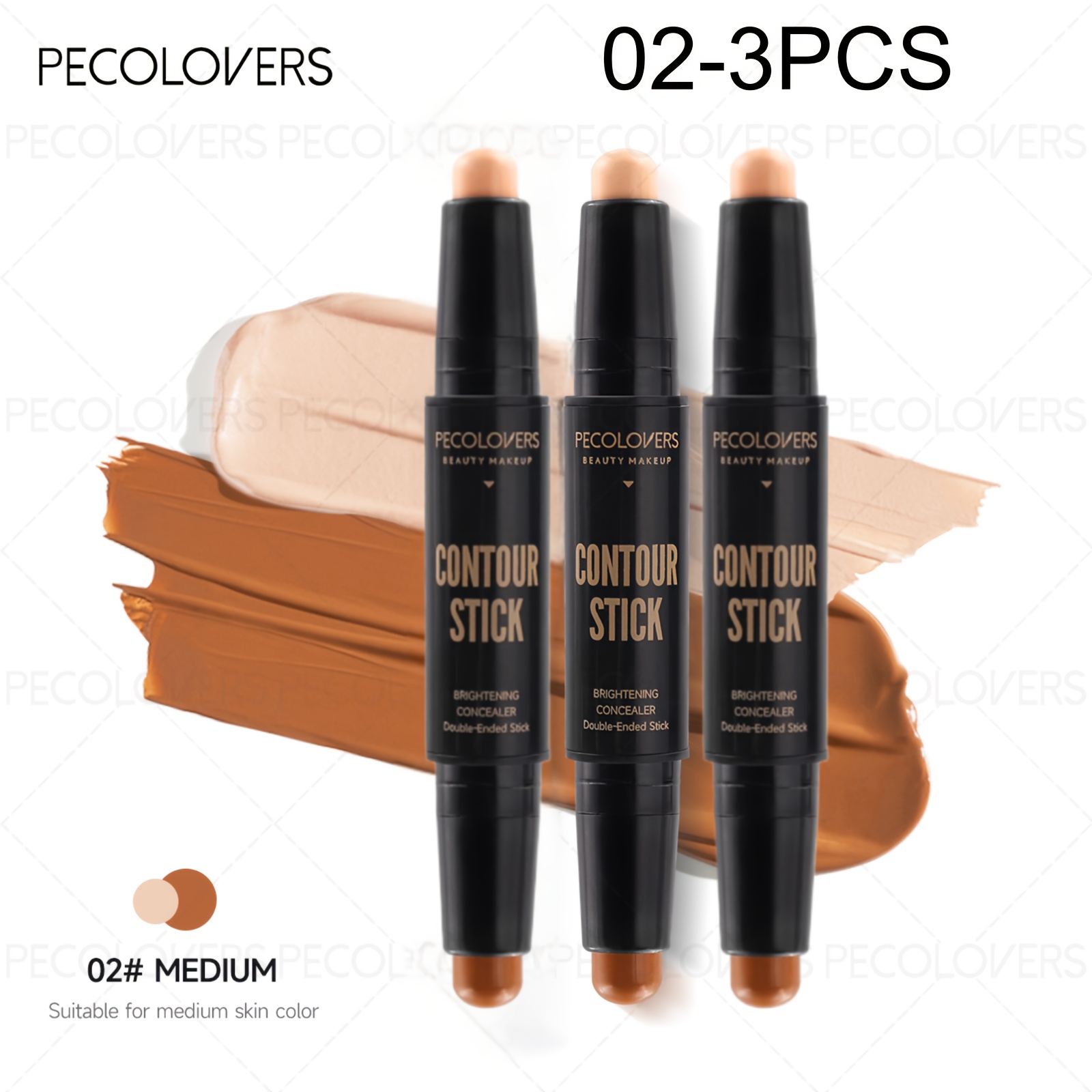 Image of 3pcs Waterproof Contour Double-head Brightening Contouring Bronze Stick Moisturizing Foundation Makeup Perfect Valentine's Day Mother's Day Gift For Women