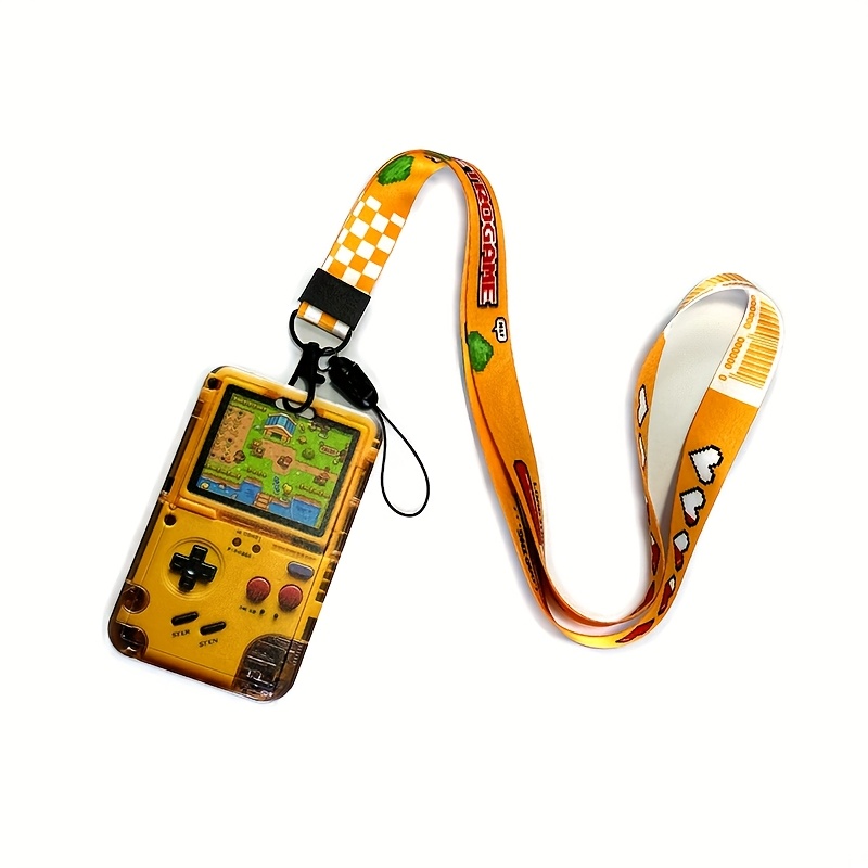 E-shop Retro Gaming mit Verstellbarem Nackenband - 2-Slot ID-Karten- & Kreditkartenhalter, Nostalgische Gaming-Ikonen Design für Kongresse, Arbeit,