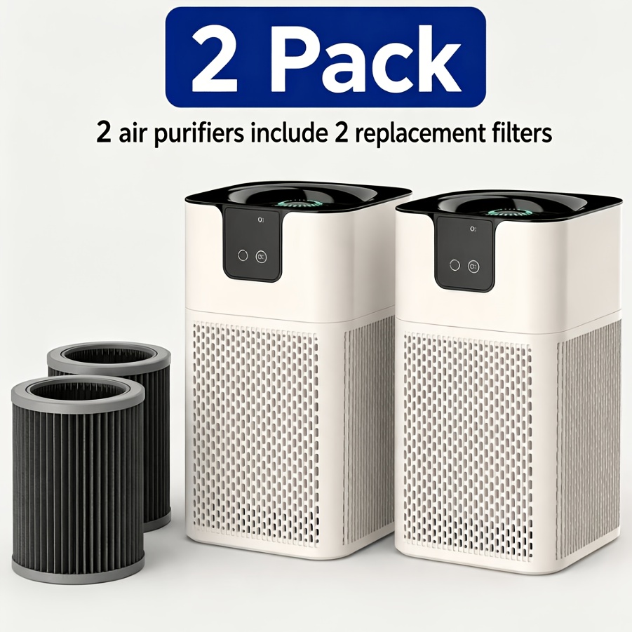 TEMU Lot de 2 purificateurs d'air intelligents HEPA pour voiture, fonctionnement silencieux avec 4 modes de vitesse, air ABS pour l'élimination des