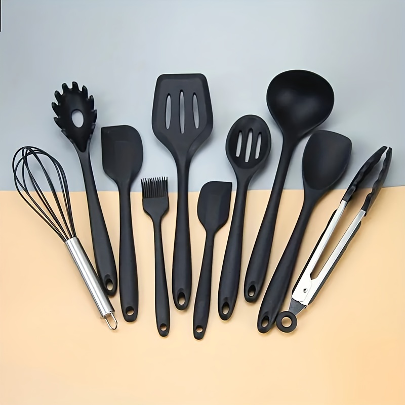 10pcs kitchenware   resistant silicone kitchen utensils kitchen tools utensil set spoon leak spatula manual egg beater oil brush household baking kit back to school supplies details 7