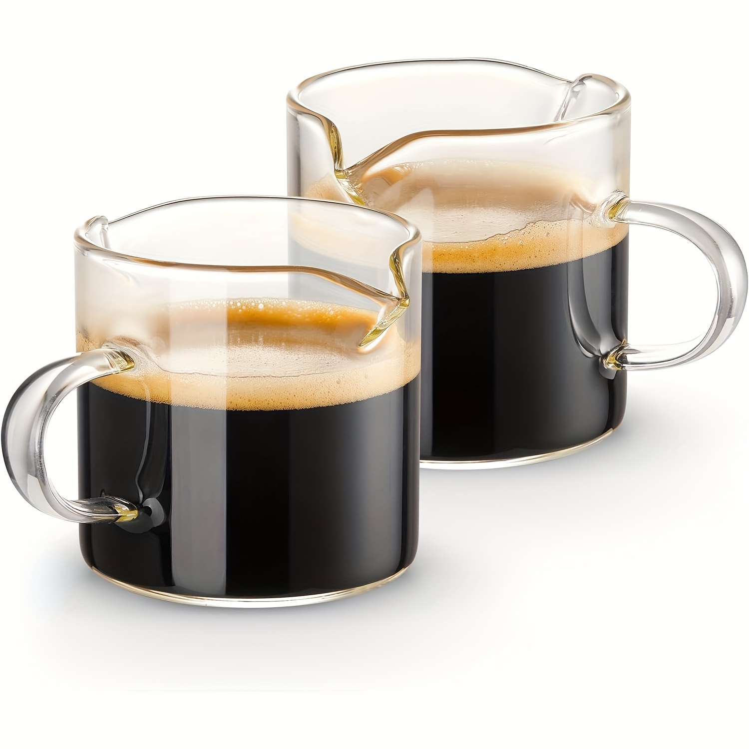 

2pcs Set Of Premium 4oz Reusable Espresso Cups With Handles - Glass Construction, Dishwasher Safe, Sustainable, And Coffee And Enthusiasts - Ideal For Home, Office, Or Outdoor Use