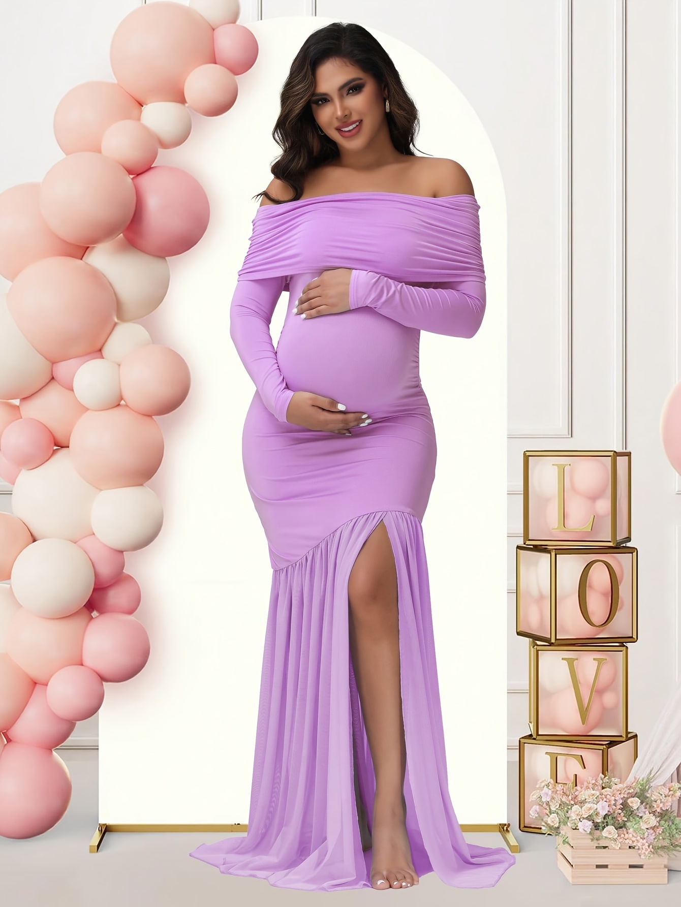 green emerald velvet dress Maternity Gwen Satin Dress