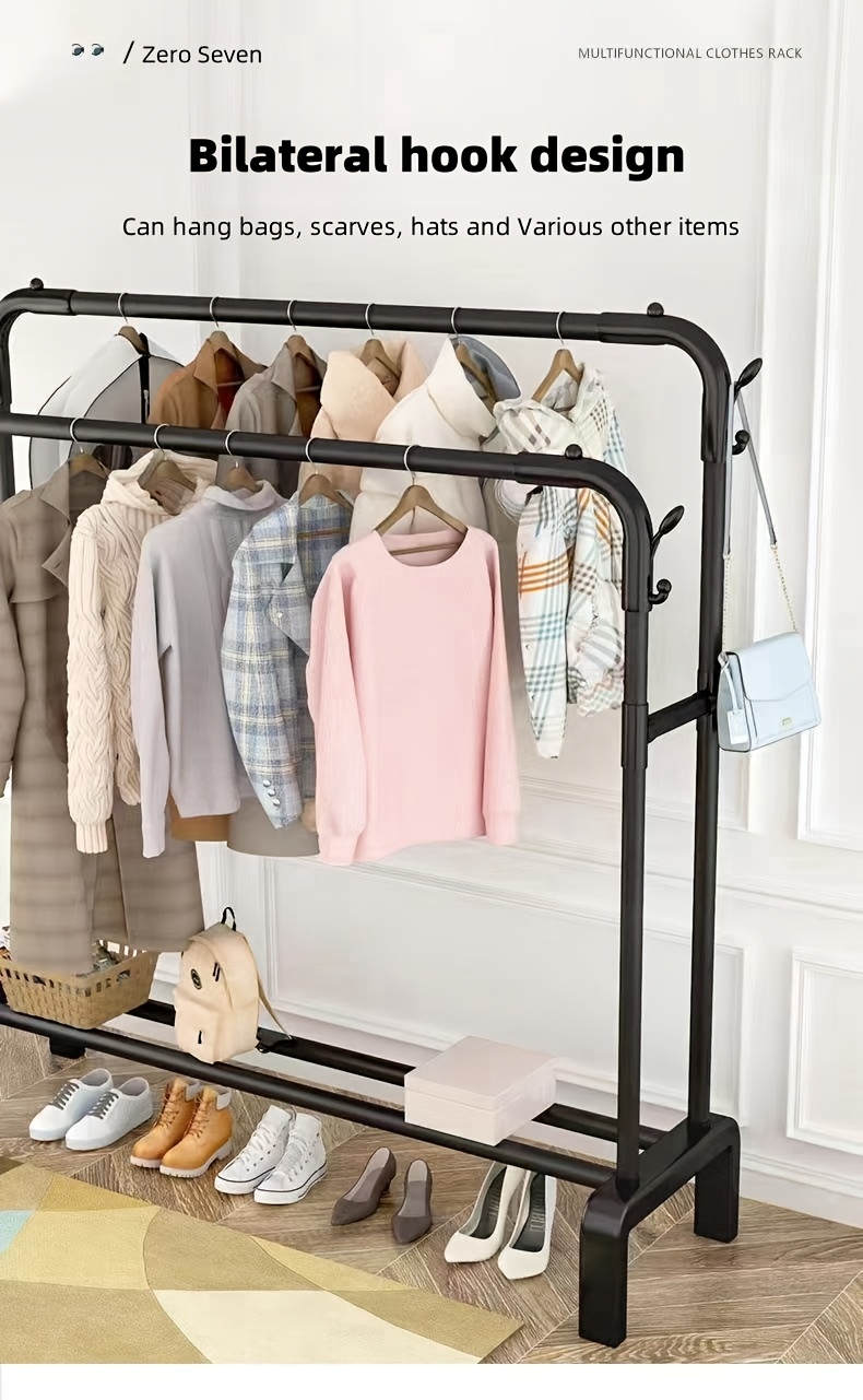 popular   stainless steel multi functional wardrobe clothes rack space saving design easy assembly with shelves and hooks portable clothing rack for balcony dorm bedroom Product details 13