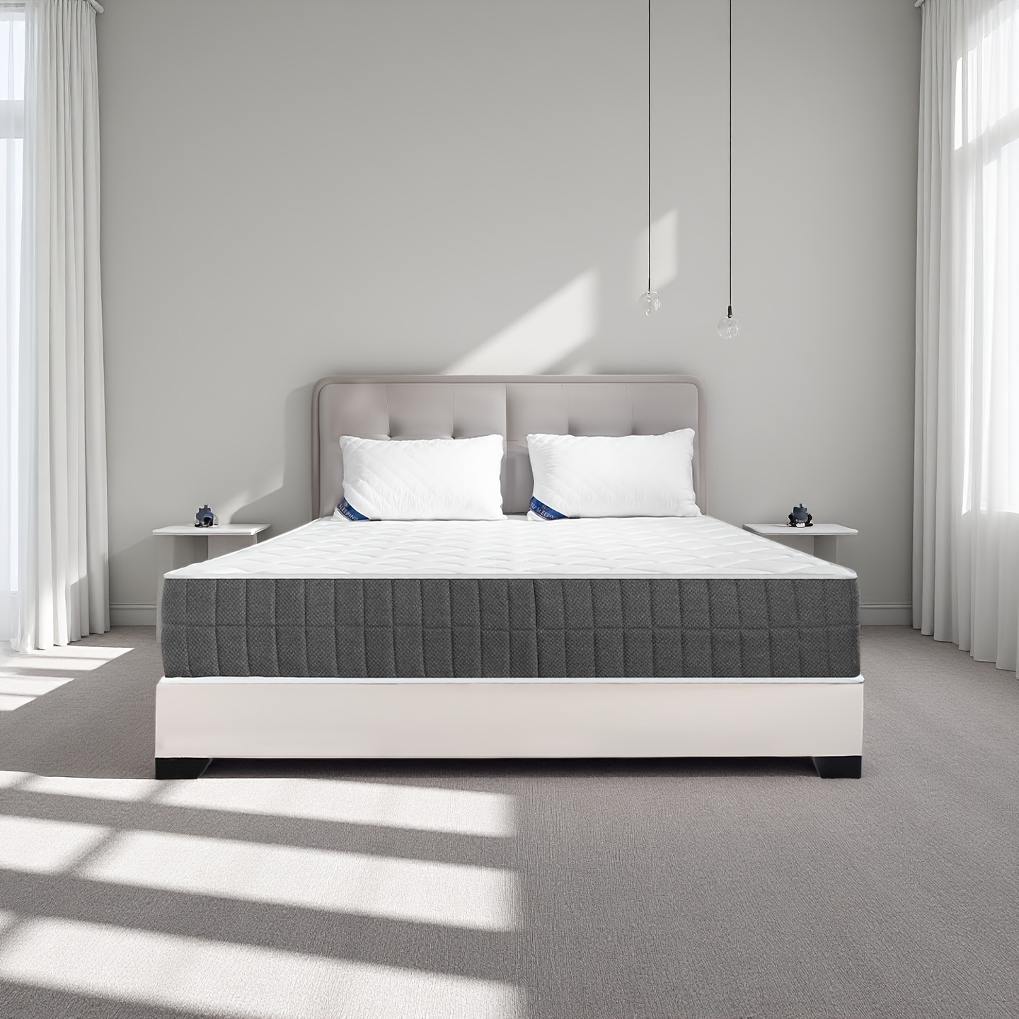 TEMU 20cm Medium-firm Spring Hybrid Double Mattress With Silent Innerspring And Pocket Springs For Comfortable Sleeping, All Sizes - Single/small