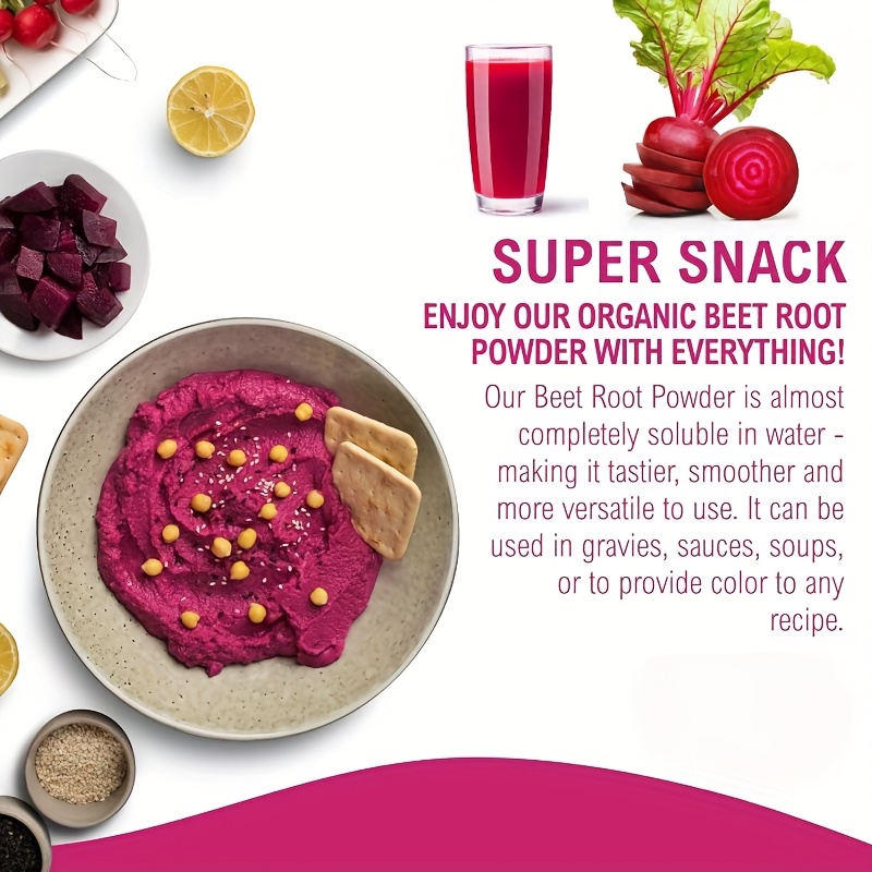 Organic Beetroot Powder 1 lb Natural Beetroot Juice Concentrate for Salads, Beverages, Baking, and Milkshakes