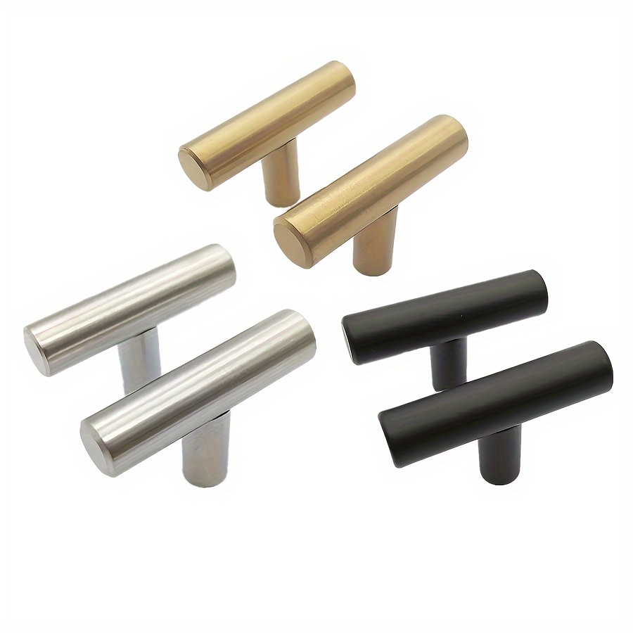 

Matte Metal Drawer Knobs - 2-pack Stainless Steel T-bar Handles, Brushed Finish, Suitable For Cabinet & Cupboard Doors, Includes Multiple Components