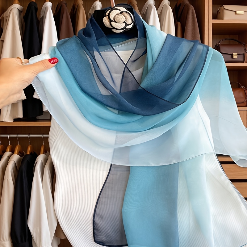 TEMU 1pc New Elegant Bias-cut Chiffon Lightweight Breathable Scarf, High-quality Shawl Headscarf, Suitable For Daily Wear, Parties, , Travel,