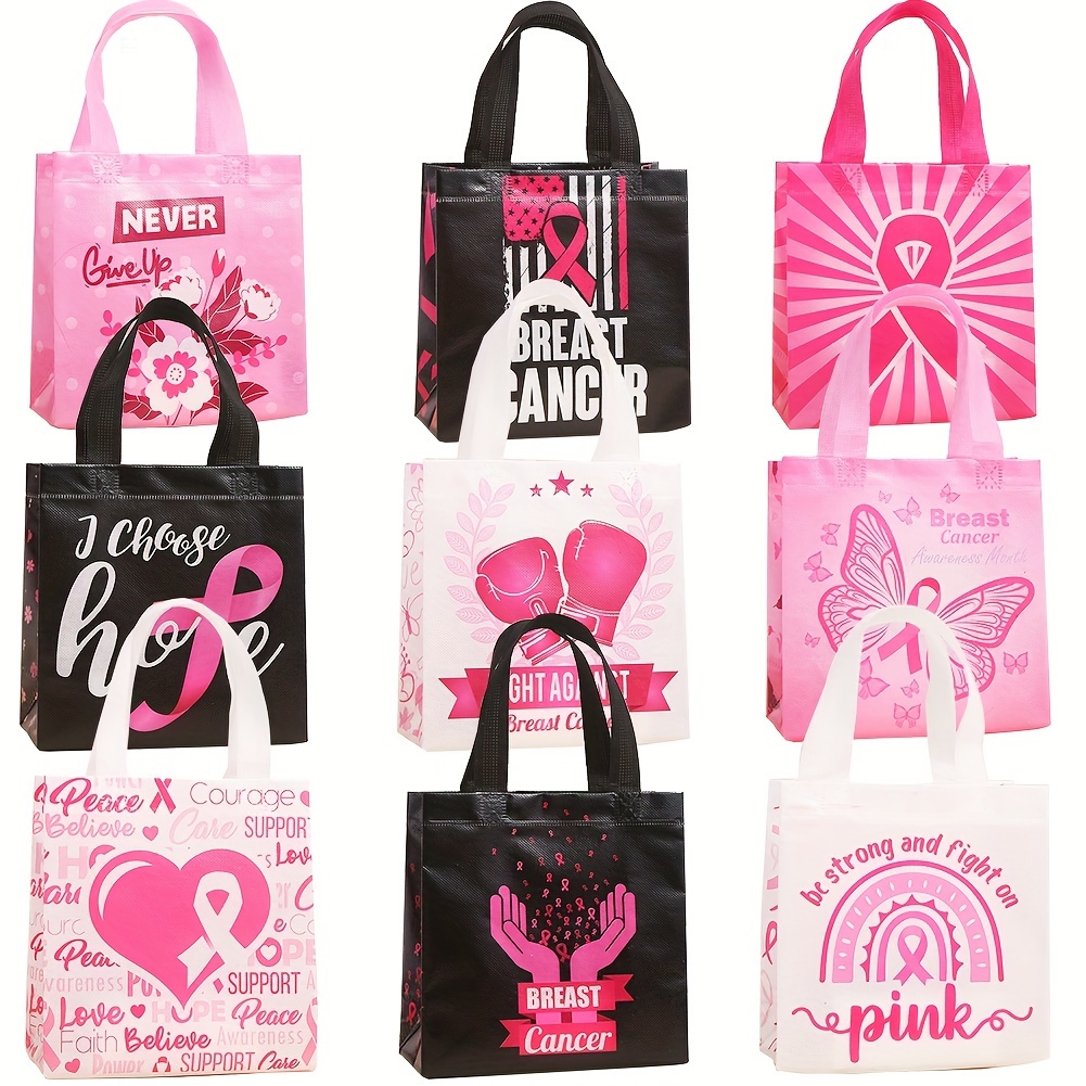 

30 Pcs Breast Cancer Awareness Tote Bags, Fabric Support Packs With Inspirational Quotes, Multi-pack For Events And Fundraisers