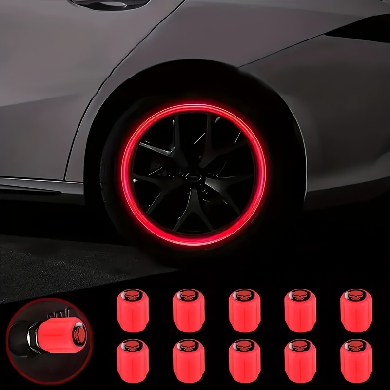 10 fluorescent skull tire   caps glowing car wheel   caps universal accessories suitable for suvs bicycles trucks and motorcycles