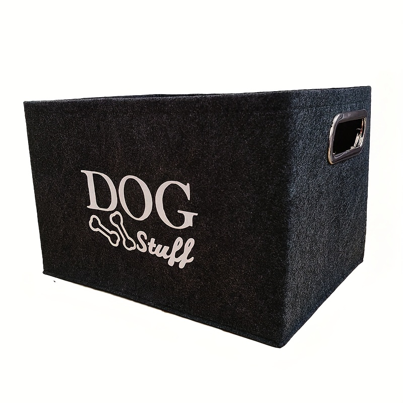 TEMU 1 Felt Pet Toy Storage Box, Dog Toy Storage Basket, Leash Blanket Snack Organizer Crate, Home Pet Furniture Storage