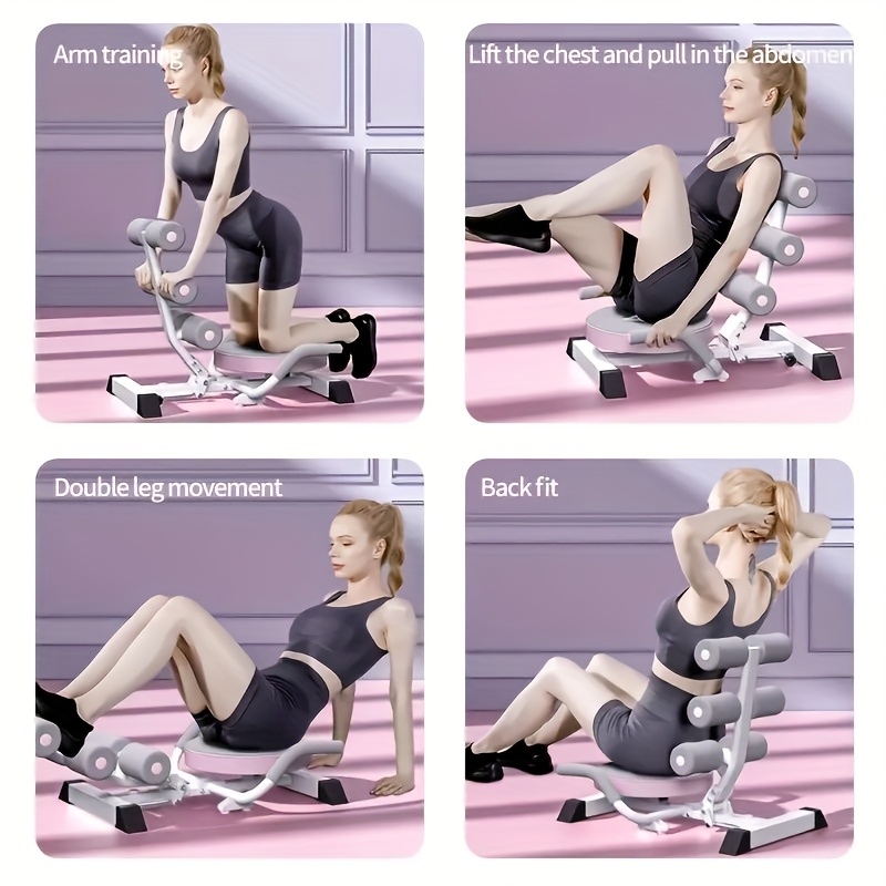 1pc Foldable Abdominal Exercise Equipment - Spring-Assisted Sit-Up Assistant with 360° Rotating Disk, Durable Iron, Transparent Pink - Ideal for Core Strengthening & Muscle Toning, Gym Accessories