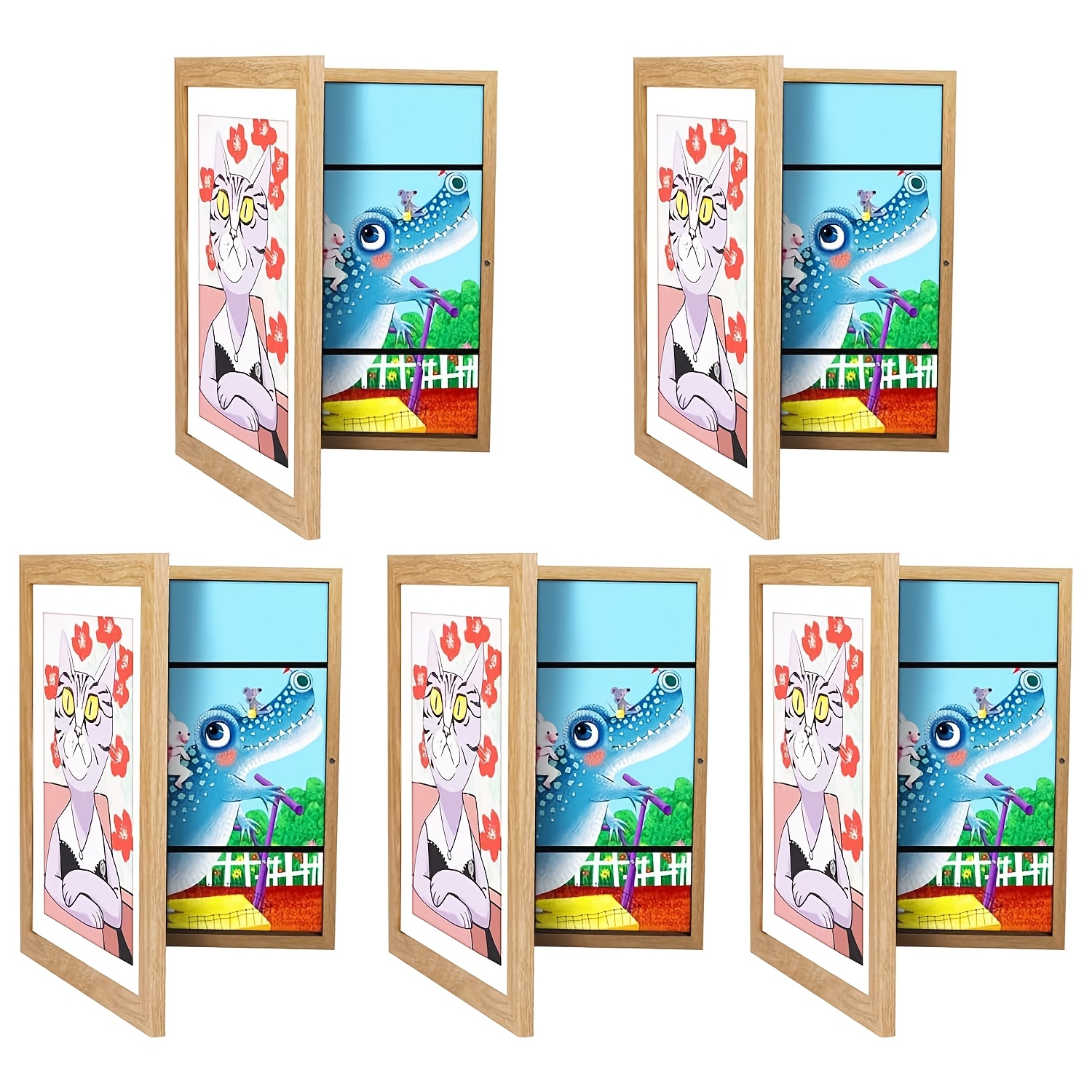 TEMU 5pcs Kids Art Frames Changeable Kids Artwork For Picture Display, 3d Picture, Craft Storage, Hanging Wall Decor, Holds 150 Drawings Artwork