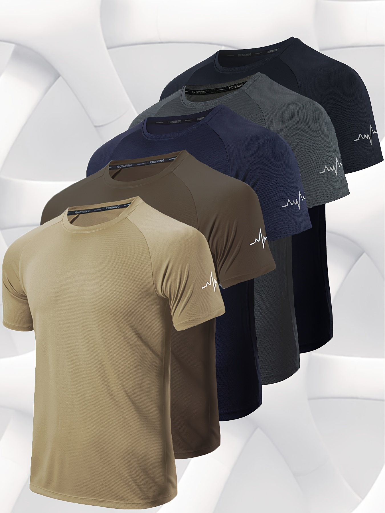 5pcs mens casual round neck solid shirts   workout t shirts for men short sleeve mesh breathable moisture wicking shirts for  