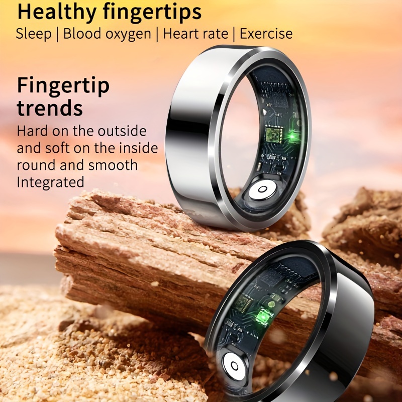 

Smart Fitness Ring With Charging Dock, Elegant Minimalist Style, Temperature, Sleep Tracking, Pedometer, Calorie & Activity Recording, Smartphone App Sync, Efficient Charging System