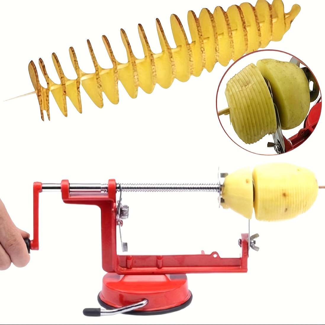 TEMU Kitchen Multifunctional Manual Food Processor, Kitchen Slicer, Potato Spiral Slicer Cutter Chips Vegetable Slicer Twisted Cutter, Ergonomic
