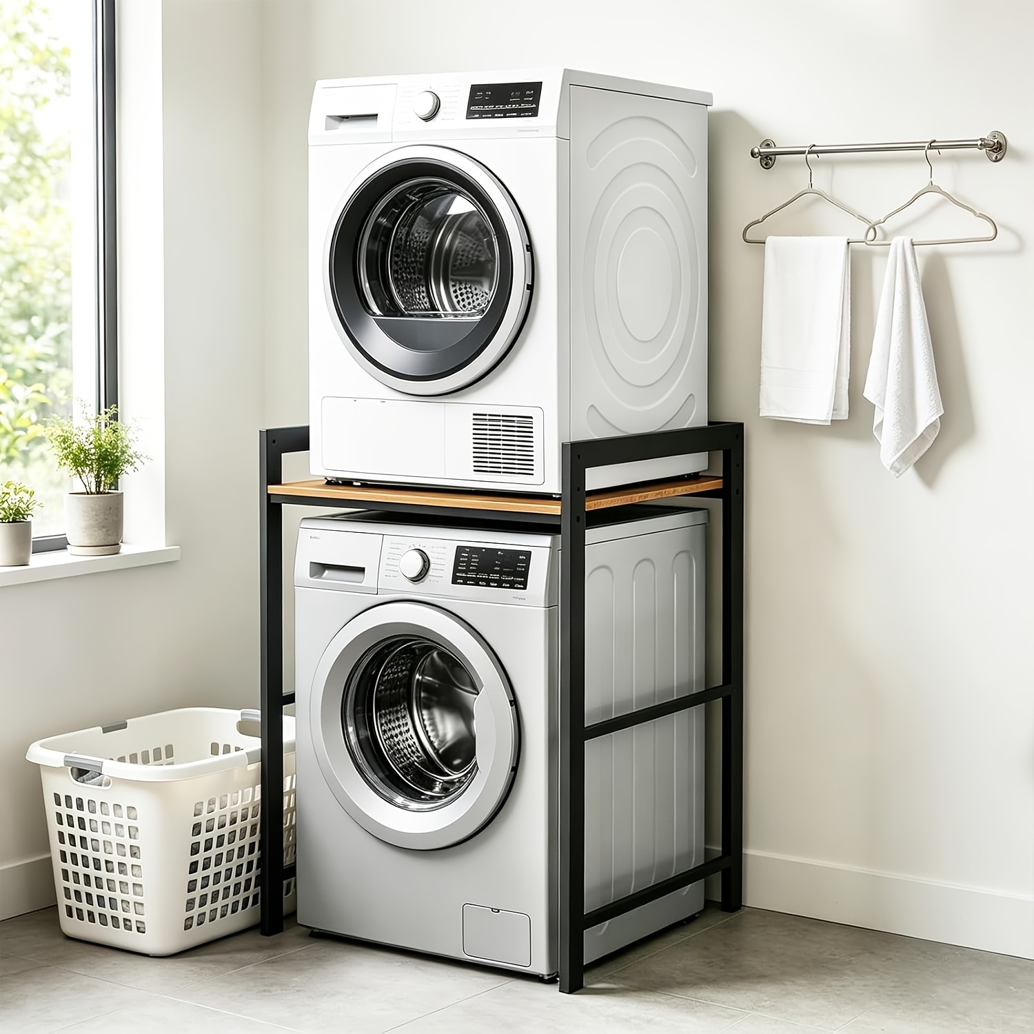 Washing Machine Shelf, Overlapping Washing Machine Dryer Shelves, Washing Machine Shelves, 300kg Load Capacity, Washing Machine Cabinet For Bathroom, Kitchen, Balcony, Standing Shelf