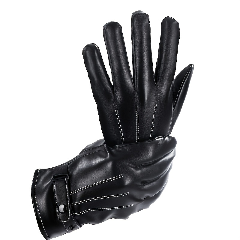 TEMU 2pcs Men's Winter Driving Black Gloves - Warm And Multi-functional - Touchscreen Compatible - Suitable For Cycling, Driving, And Outdoor