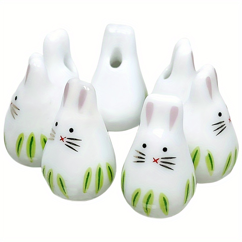 

A Pack Of 10 Hand- Ceramic Rabbit Beads For Handmade And Jewelry