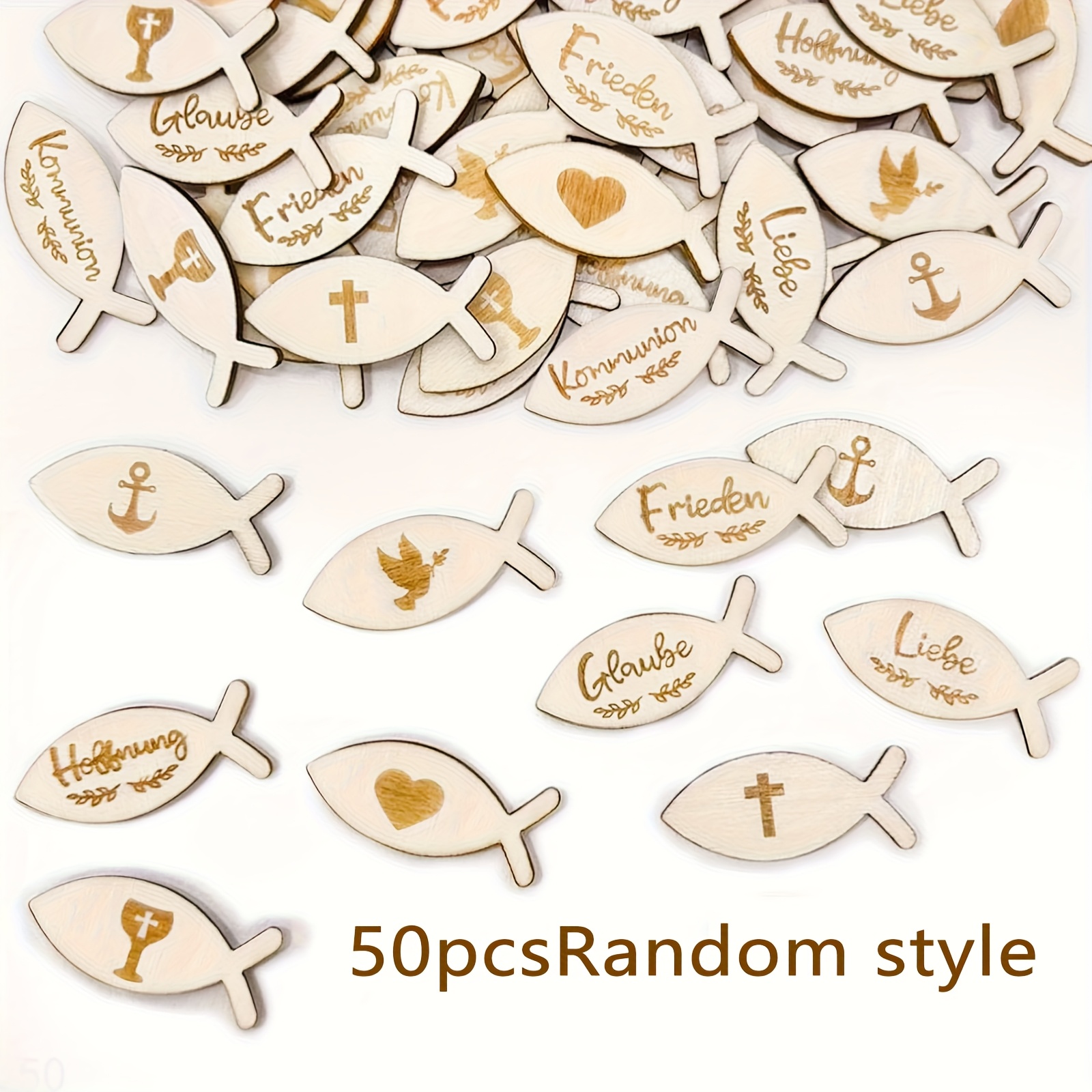 Image of 60 Table Decorations, Fish Shaped Table Decorations, Carved , Crosses, Pigeons, And Other Styles, Table Centerpiece Decorations, Fish Shaped Table Decorations, Party Table Centerpiece Decorations