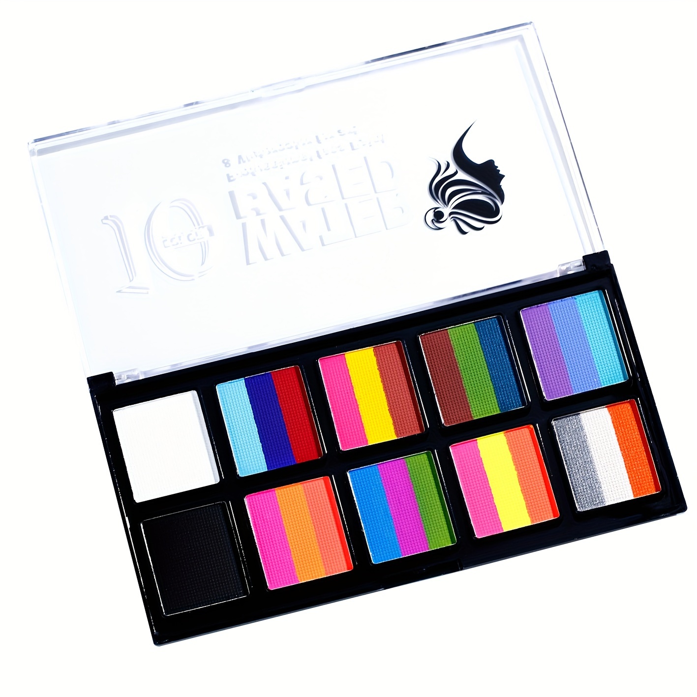

10 Grids, 3-color Block, Body Painting High Pigment Colorful Makeup Palette, Festival Stage Party Face Body Art Makeup Powder, Ideal For Halloween Christmas Cosplay