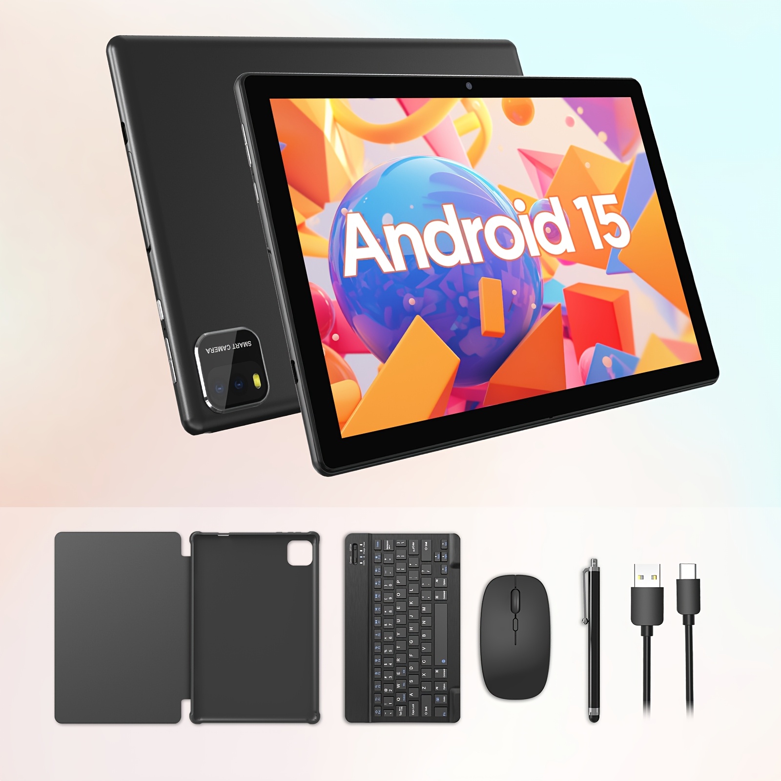 TEMU 2026 Neues 10-Zoll 15 Tablet, 12GB (3GB+9GB) RAM + 64GB ROM, Unterstützt 1TB Erweiterung, Wifi, 2MP+8MP Dual-Kameras, 6000mAh Akku, Unterstützt