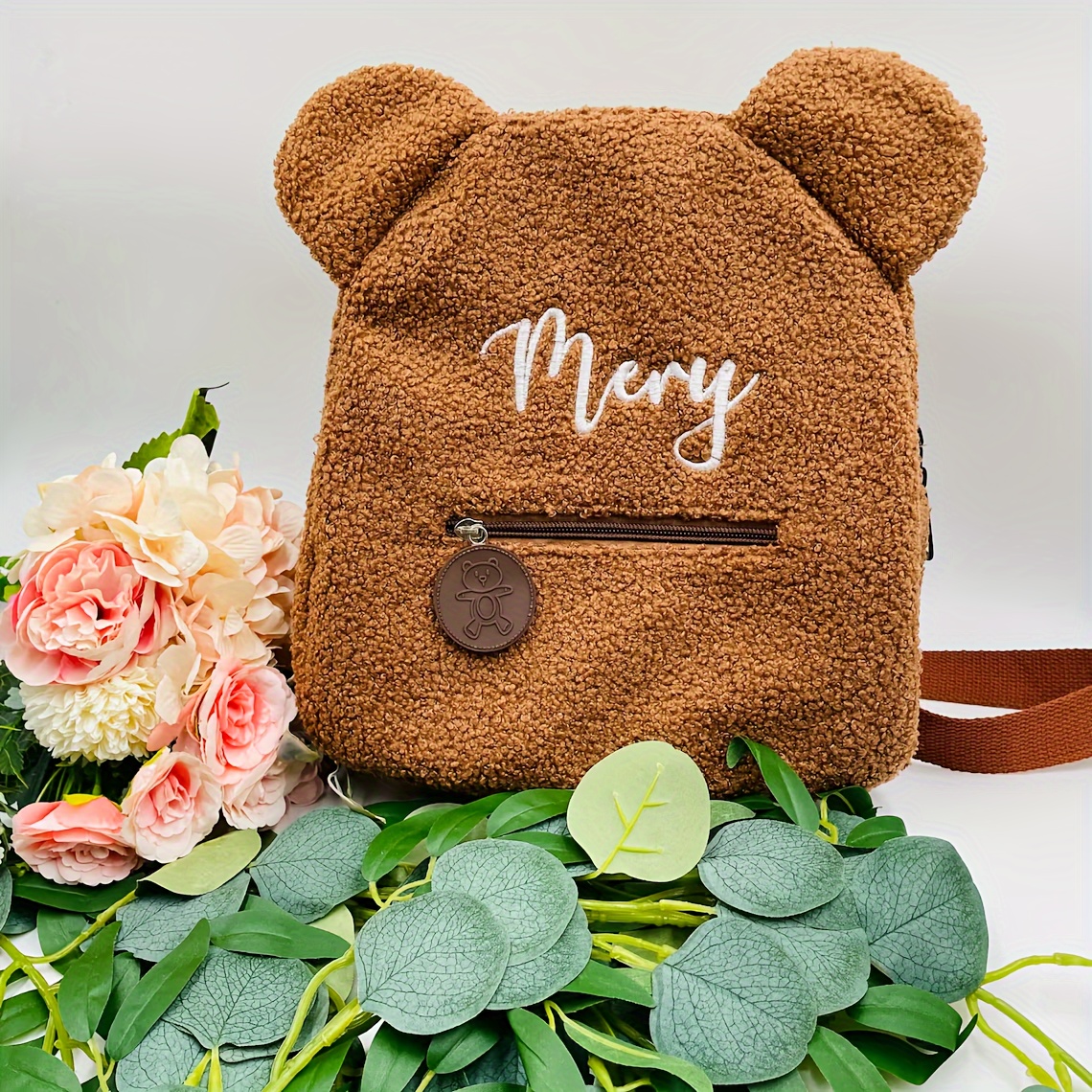 

1pc Customized Plush Mini Backpack, Autumn And Winter Cartoon Cute Bear Ear Backpack