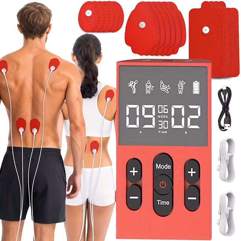 12 tens ems unit compact muscle stimulator for pain relief rechargeable portable dual channel ems muscle stimulator with 36 levels Product details 12