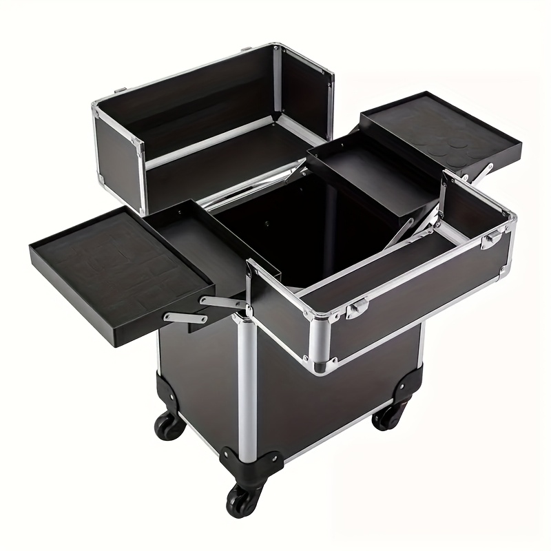 E-shop Rollende Make-up Box, Kosmetikbox mit Rädern, Großer Stauraum, Robustes Design, Ideales Geschenk für Make-up Artisten, Friseure und