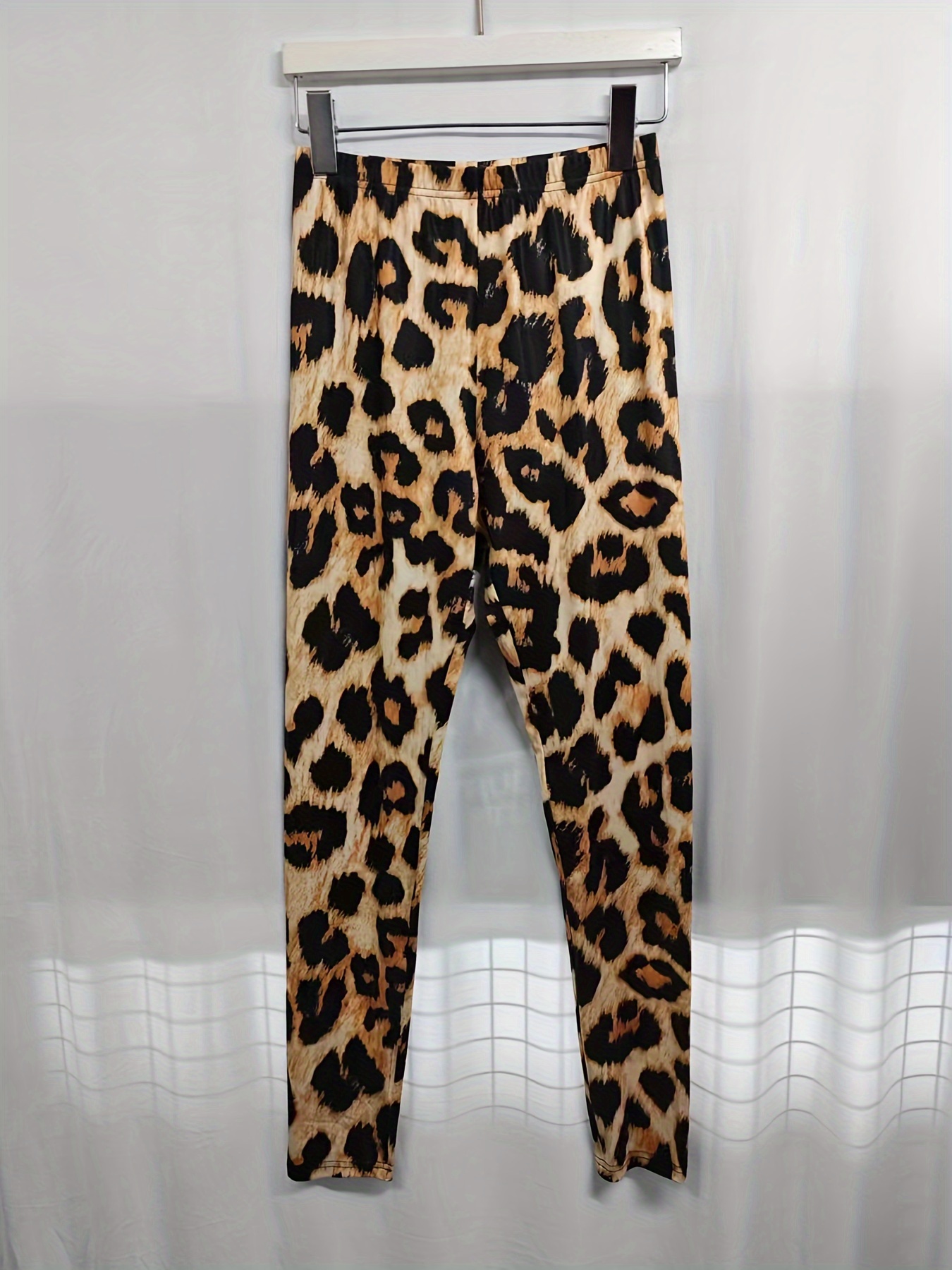Tan Cheetah Print Pull on Ladies Leggings Stylish Skinny slim Pants O/S New  Y2K
