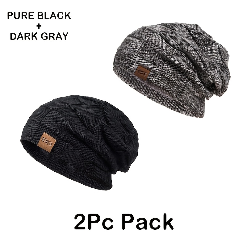 

2pcs Pack Beanie Hat For Men And Women Winter Warm Hats Knit Slouchy Skull Cap Christmas Gift For Men, Thanksgiving, Winter Clothes For Men, Stocking Stuffers For Adults