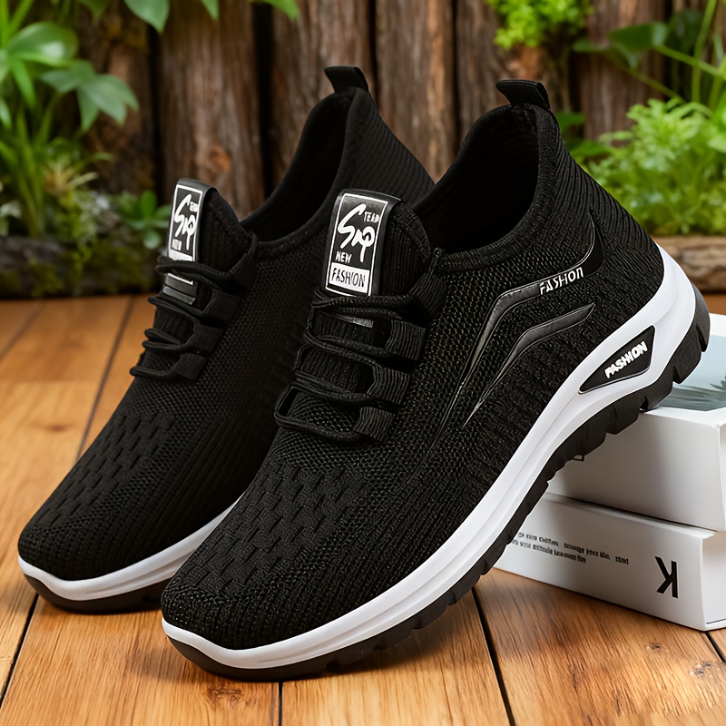E-shop Damen Casual Sneaker, Gestricktes Atmungsaktives Obermaterial, Einfarbige Freizeitschuhe, Einfach Vielseitig, Geeignet für Laufen, Fitness,