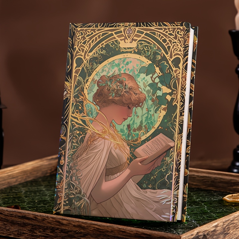 Retro Beauty Handbook, A Retro Diary Suitable For Women, 128 Pages Thick Paper, A5 Size, Gold-plated Effect, Sparkling, Suitable For Writing Checkered Administrative Diary, Retro Pattern