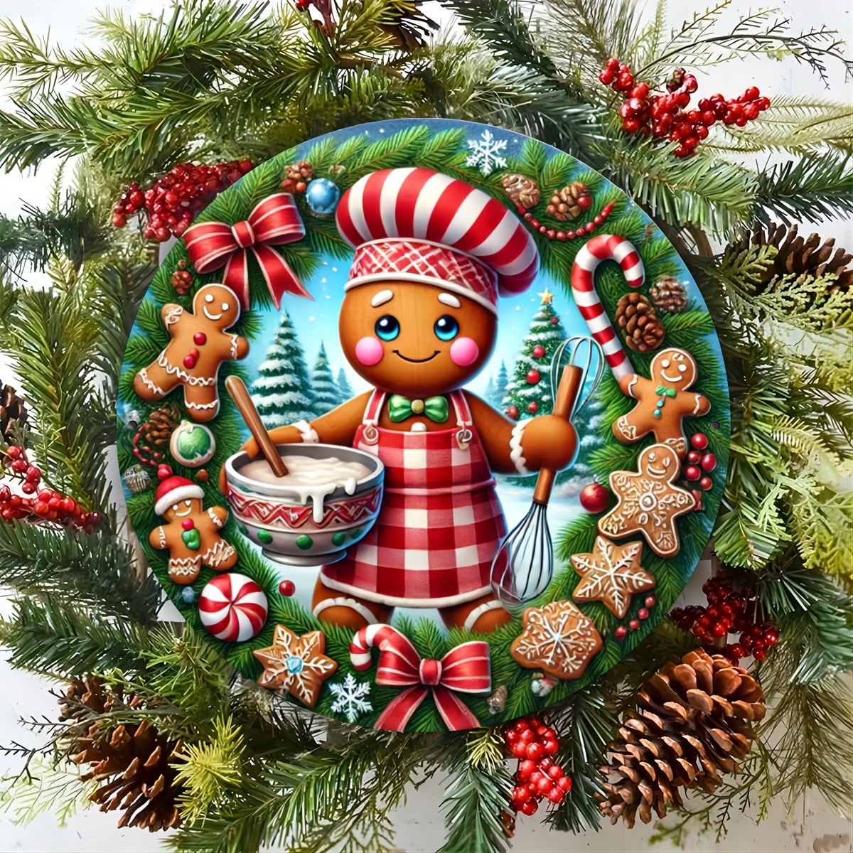 

1pc 8 × 8inch Tin Metal Christmas , , Decoration